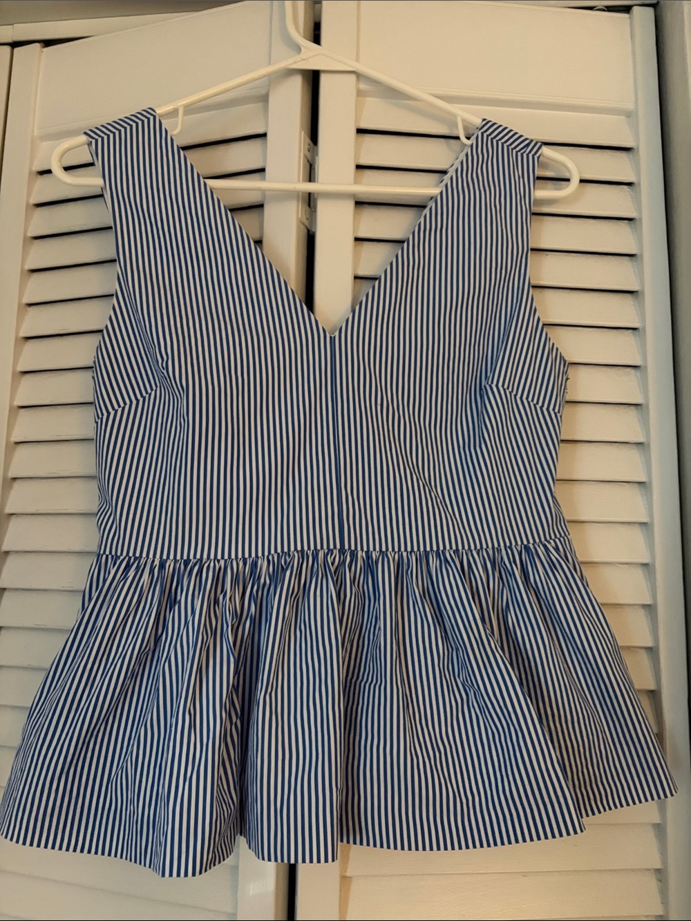 Blue and White Striped Peplum One-Piece JCrew